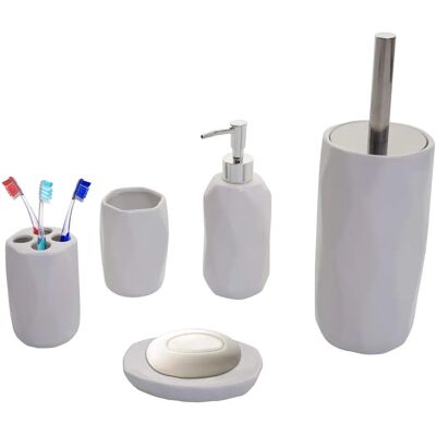 Ensemble d'accessoires de salle de bain en céramique blanche Mendler - Éléments essentiels - Publicité Ensemble d'accessoires de salle de bain en céramique blanche Mendler - Éléments essentiels - Publicité