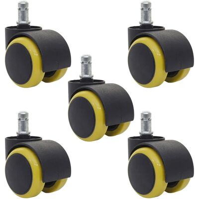 HW Nova - Ensemble de 5 roues pour chaises de bureau - Jaune - Publicité HW Nova - Ensemble de 5 roues pour chaises de bureau - Jaune - Publicité