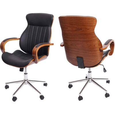 Chaise de bureau Mendler HWC-H39 - Bois courbé et similicuir - Noir - Publicité Chaise de bureau Mendler HWC-H39 - Bois courbé et similicuir - Noir - Publicité