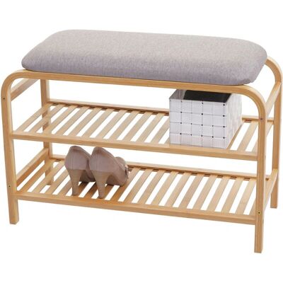MENDLER Marque Modèle HWC-F72 Banc à Chaussures en Bambou - Rangement - Publicité MENDLER Marque Modèle HWC-F72 Banc à Chaussures en Bambou - Rangement - Publicité