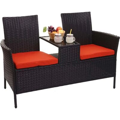 Banquette de jardin en polyrotin avec table - Noir - Mobilier de jardin - Publicité Banquette de jardin en polyrotin avec table - Noir - Mobilier de jardin - Publicité