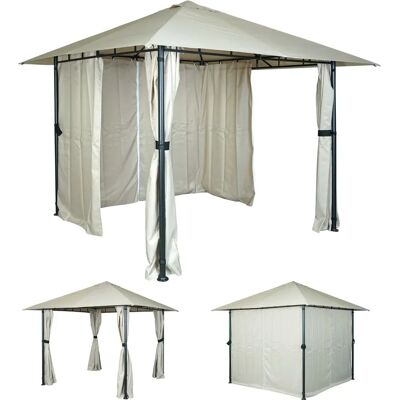 MENDLER Beige Wasserabweisender Pavillon 3x3m - Garten Terrasse MENDLER Beige Wasserabweisender Pavillon 3x3m - Garten Terrasse