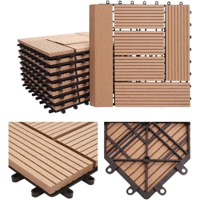 Mendler Carreaux Extérieurs Teak WPC T831 30x30cm - Durable - Publicité Mendler Carreaux Extérieurs Teak WPC T831 30x30cm - Durable - Publicité