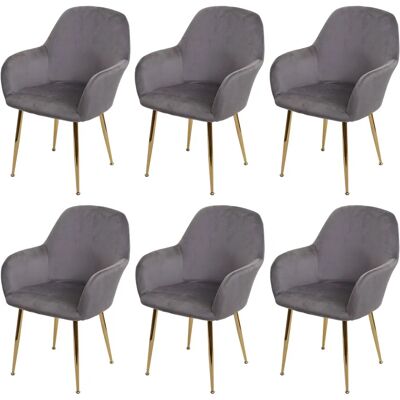HHG - HHG 240 - Terciopelo gris - Patas doradas - Sillas de comedor HHG - HHG 240 - Terciopelo gris - Patas doradas - Sillas de comedor