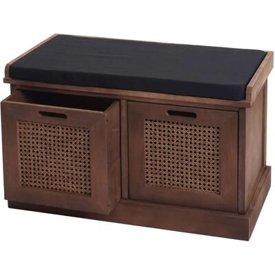 Banquette en bois marron Mendler avec 2 boîtes de rangement - Mobilier intérieur - Publicité Banquette en bois marron Mendler avec 2 boîtes de rangement - Mobilier intérieur - Publicité