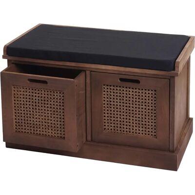 Banquette en bois marron Mendler avec 2 boîtes de rangement - Mobilier intérieur - Publicité Banquette en bois marron Mendler avec 2 boîtes de rangement - Mobilier intérieur - Publicité