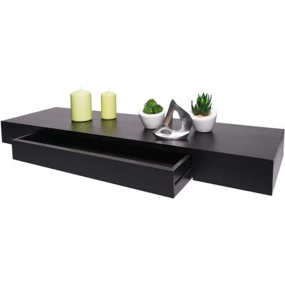 Étagère en Bois Massif Noir avec Tiroir MENDLER - Type de Produit - Publicité Étagère en Bois Massif Noir avec Tiroir MENDLER - Type de Produit - Publicité
