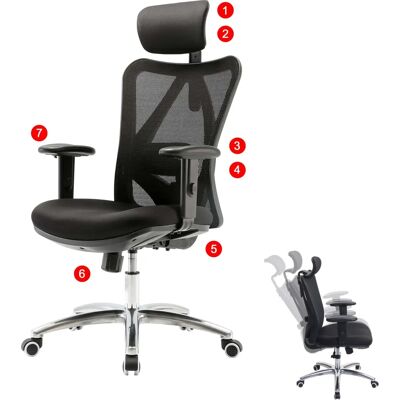 Chaise de bureau ergonomique Sihoo soutien lombaire réglable noir - Publicité Chaise de bureau ergonomique Sihoo soutien lombaire réglable noir - Publicité
