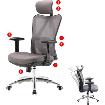 Chaise de Bureau Ergonomique SIHOO - Support Lombaire Réglable - 150kg - Gris - Publicité Chaise de Bureau Ergonomique SIHOO - Support Lombaire Réglable - 150kg - Gris - Publicité