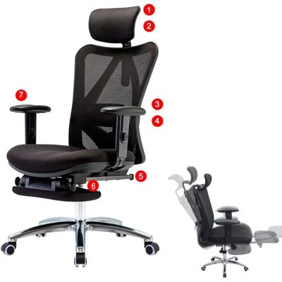 Chaise de Bureau Sihoo Ergonomique Support Lombaire Réglable Noir - Produit de Bureau - Publicité Chaise de Bureau Sihoo Ergonomique Support Lombaire Réglable Noir - Produit de Bureau - Publicité