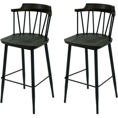 HHG-877b - Grau - Massivholz - Barhocker-Set HHG-877b - Grau - Massivholz - Barhocker-Set