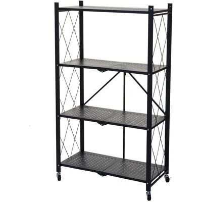 Estantería plegable negra HHG-783 - Mueble de almacenamiento Estantería plegable negra HHG-783 - Mueble de almacenamiento