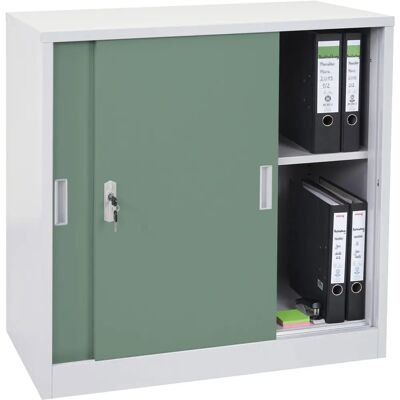 Armoire de bureau en acier MENDLER - Vert et Gris - 90x90x45cm - Publicité Armoire de bureau en acier MENDLER - Vert et Gris - 90x90x45cm - Publicité