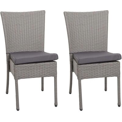 HHG - 949 - Poly-Rattan - Cuscini Grigi - Insieme Sedie da Giardino HHG - 949 - Poly-Rattan - Cuscini Grigi - Insieme Sedie da Giardino
