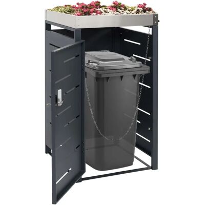Couvercle en Acier pour poubelle avec Jardinière - 80-120L - Extensible - Publicité Couvercle en Acier pour poubelle avec Jardinière - 80-120L - Extensible - Publicité