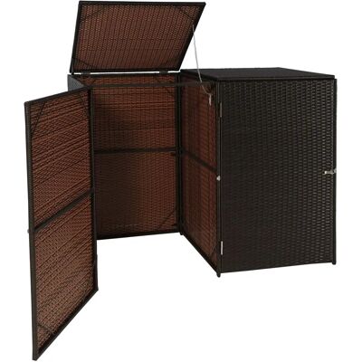 MENDLER 2x Couvercle pour Poubelles - Acier & Poly Rattan - Marron - Publicité MENDLER 2x Couvercle pour Poubelles - Acier & Poly Rattan - Marron - Publicité