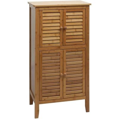 Mueble de baño HHG Modelo 669 de bambú - 4 puertas, estantes - 100x50x30cm Mueble de baño HHG Modelo 669 de bambú - 4 puertas, estantes - 100x50x30cm
