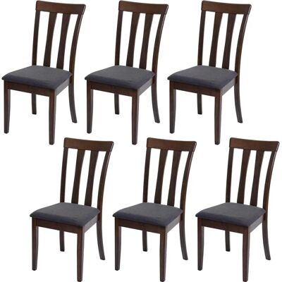 Chaises de salle à manger en bois massif gris foncé Mendler - Lot de 6 - Publicité Chaises de salle à manger en bois massif gris foncé Mendler - Lot de 6 - Publicité