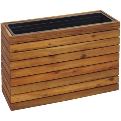 Jardinera HHG - Cama elevada cuadrada 41x63x23cm madera de acacia Jardinera HHG - Cama elevada cuadrada 41x63x23cm madera de acacia