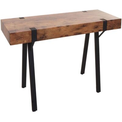 HHG - HHG 743 - Roble Silvestre Oscuro - Metal - Console Table HHG - HHG 743 - Roble Silvestre Oscuro - Metal - Console Table