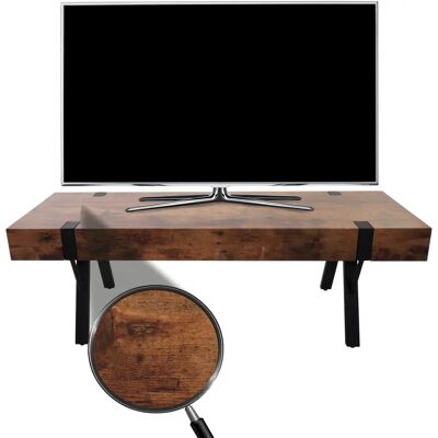 Mendler Chêne Foncé Support TV - Design Moderne Métal MDF - Publicité Mendler Chêne Foncé Support TV - Design Moderne Métal MDF - Publicité