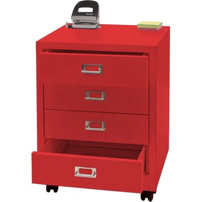 MENDLER Armoire à 4 tiroirs en acier - Rouge - Publicité MENDLER Armoire à 4 tiroirs en acier - Rouge - Publicité