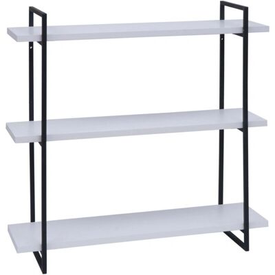 Estante de Pared HHG-631 - Industrial 3 Estantes Blanco Negro Metal Madera Estante de Pared HHG-631 - Industrial 3 Estantes Blanco Negro Metal Madera