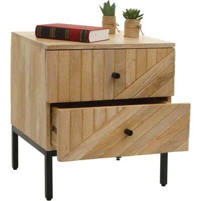 Nuit en bois de mangue naturel de MENDLER - 2 tiroirs - Commode, armoire, bois de mangue - Publicité Nuit en bois de mangue naturel de MENDLER - 2 tiroirs - Commode, armoire, bois de mangue - Publicité