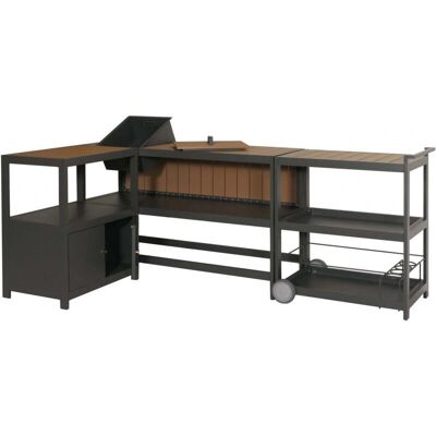 HHG - 810 - Aluminio - Aspecto madera - Juego de cocina exterior HHG - 810 - Aluminio - Aspecto madera - Juego de cocina exterior