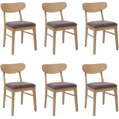 HHG - HHG-698 - beige tessuto legno massiccio sedie da pranzo HHG - HHG-698 - beige tessuto legno massiccio sedie da pranzo