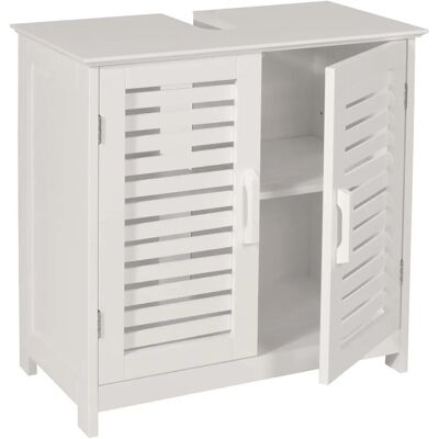 Mendler Meuble salle de bain blanc en bambou - Mobilier de salle de bain - Publicité Mendler Meuble salle de bain blanc en bambou - Mobilier de salle de bain - Publicité