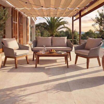 MCW N37 Gartengarnitur - Naturträ & Schwarz Poly-Rattan - Gartenlounge-Set MCW N37 Gartengarnitur - Naturträ & Schwarz Poly-Rattan - Gartenlounge-Set