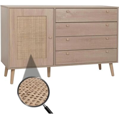 MCW M43-S Kommode mit Kubu Rattan Türen - Sideboard MCW M43-S Kommode mit Kubu Rattan Türen - Sideboard