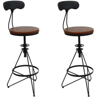 HHG - HHG-964 - Sedere in legno marrone - Struttura in metallo nera - sgabello alto HHG - HHG-964 - Sedere in legno marrone - Struttura in metallo nera - sgabello alto