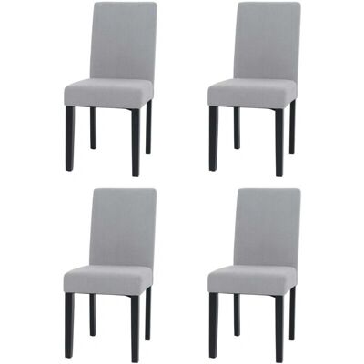 HHG - Littau - Gris claro tela - Patas de madera oscuras - Sillas de comedor set HHG - Littau - Gris claro tela - Patas de madera oscuras - Sillas de comedor set