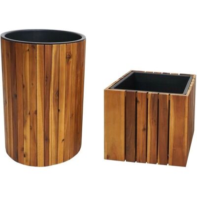 HHG Modelo 584 Maceta de Madera Redonda Cuadrada para Exterior - Jardín - Marrón HHG Modelo 584 Maceta de Madera Redonda Cuadrada para Exterior - Jardín - Marrón