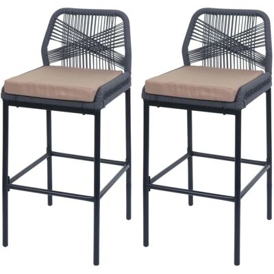 HHG - HHG 988 - Antracita - Tejido de cuerda - Taburetes de bar HHG - HHG 988 - Antracita - Tejido de cuerda - Taburetes de bar