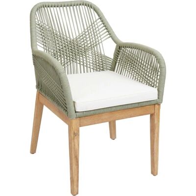 HHG - 678b - Madera de acacia - Cuerda de mimbre resistente - Silla de jardín HHG - 678b - Madera de acacia - Cuerda de mimbre resistente - Silla de jardín