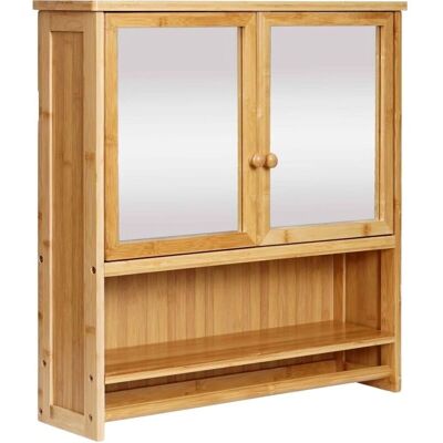HHG - 838 - Bambú - 3 Estantes 2 Puertas - Armario de Baño HHG - 838 - Bambú - 3 Estantes 2 Puertas - Armario de Baño