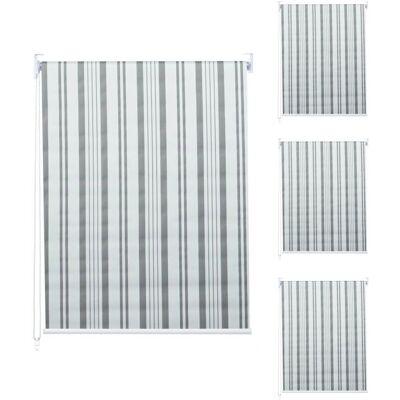 HHG 338 Set aus 4 Grau/Weiß Seitenzug Fensterrollos HHG 338 Set aus 4 Grau/Weiß Seitenzug Fensterrollos