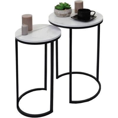 Mendler HWC-K46 Tables d'appoint - Aspect Marbré Élégant - Publicité Mendler HWC-K46 Tables d'appoint - Aspect Marbré Élégant - Publicité