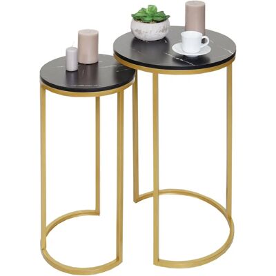 HW Nova Ensemble de 2 Tables Basses Effet Marbre - Publicité HW Nova Ensemble de 2 Tables Basses Effet Marbre - Publicité