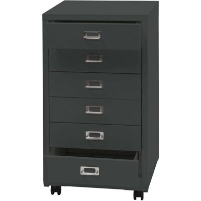 HHG - 460 - 6 cajones - Gris oscuro - Archivador móvil HHG - 460 - 6 cajones - Gris oscuro - Archivador móvil