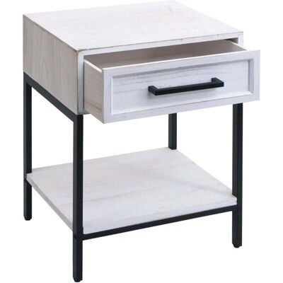 HHG-701 - Blanco - Madera de Paulownia - 59x43x36 cm - Mesilla de noche HHG-701 - Blanco - Madera de Paulownia - 59x43x36 cm - Mesilla de noche