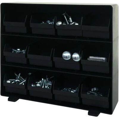 Boîte de rangement noire MENDLER - HWC-M10 Organisateur de petites pièces - Publicité Boîte de rangement noire MENDLER - HWC-M10 Organisateur de petites pièces - Publicité