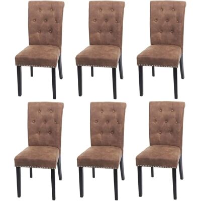 MCW Chesterfield Esstischstuhl-Set - 6 Brauner Stoff - Eleganter Klassischer Stil MCW Chesterfield Esstischstuhl-Set - 6 Brauner Stoff - Eleganter Klassischer Stil