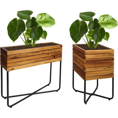 Mendler Jardinières en Acacia Rectangulaires - Lot de 2 - Publicité Mendler Jardinières en Acacia Rectangulaires - Lot de 2 - Publicité