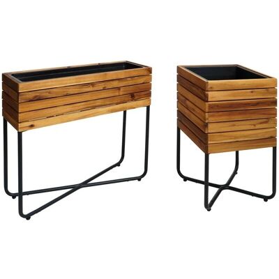 HHG Modell 586 - Quadratische Holzpflanzgefäße - 2er Set HHG Modell 586 - Quadratische Holzpflanzgefäße - 2er Set