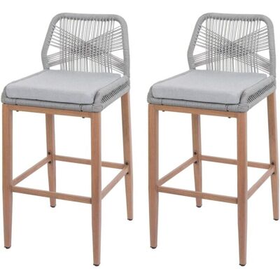 HHG - HHG 982 - cuerda gris claro - taburetes de bar HHG - HHG 982 - cuerda gris claro - taburetes de bar