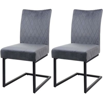 HHG - 109 - Terciopelo gris - 2-piezas - Sillas de acento HHG - 109 - Terciopelo gris - 2-piezas - Sillas de acento